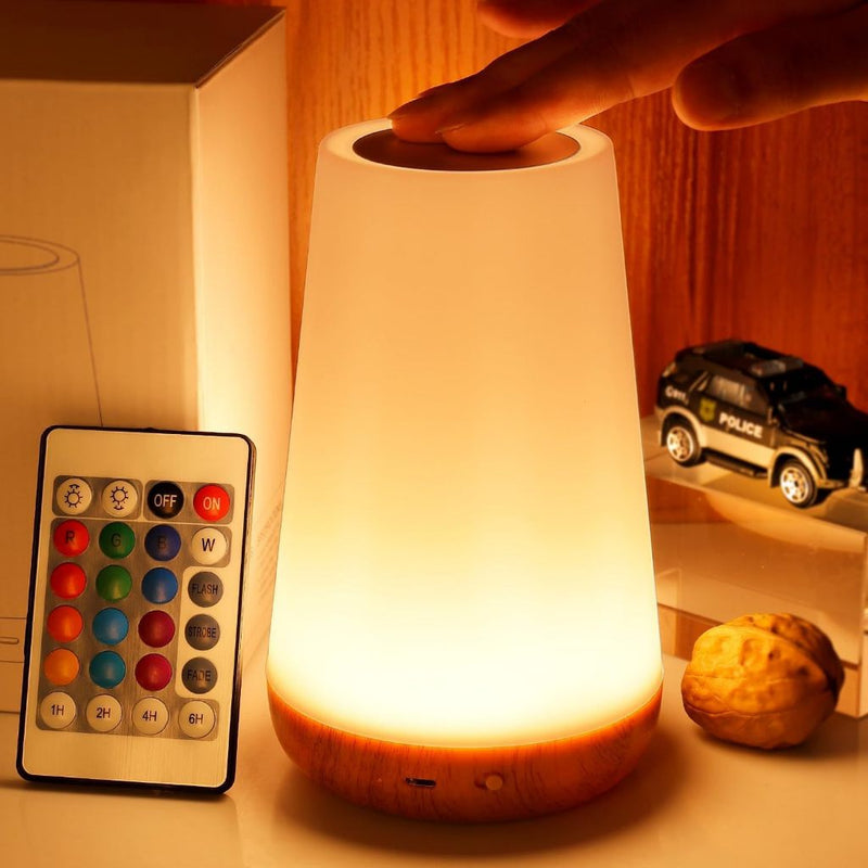 Luminária Touch LED RGB com Controle Remoto – Luz de Mesa 13 Cores, Timer e Dimerizável