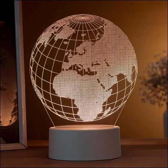 Luminária Globo Terrestre 3D LED USB 19cm - Abajur Decorativo Moderno