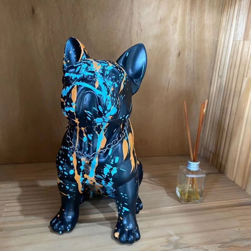 Estátua Decorativa Buldogue Francês – Escultura em Gesso para Sala, Escritório e Decoração Moderna