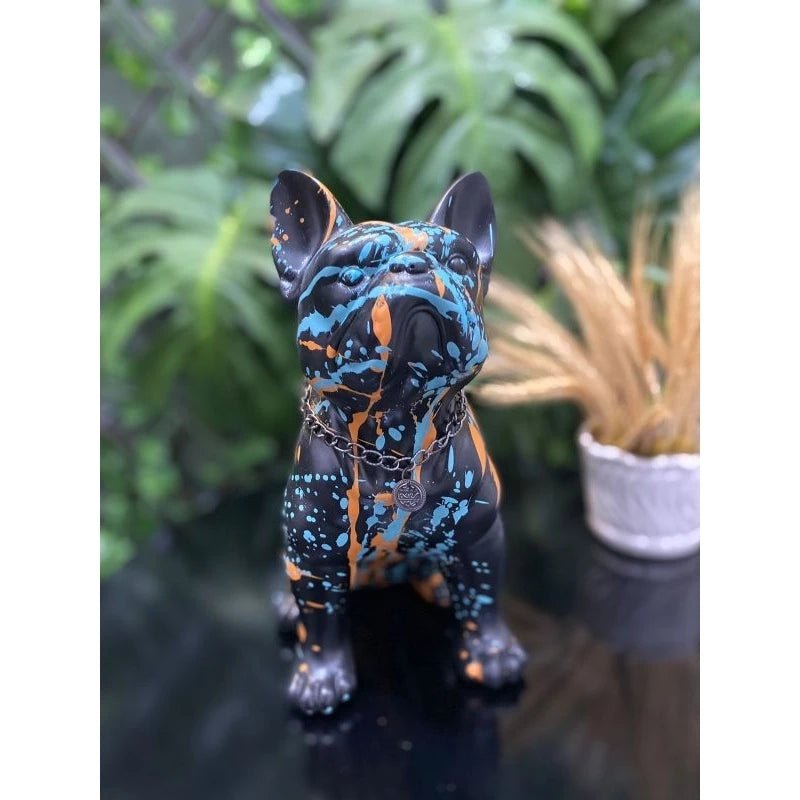 Estátua Decorativa Buldogue Francês – Escultura em Gesso para Sala, Escritório e Decoração Moderna