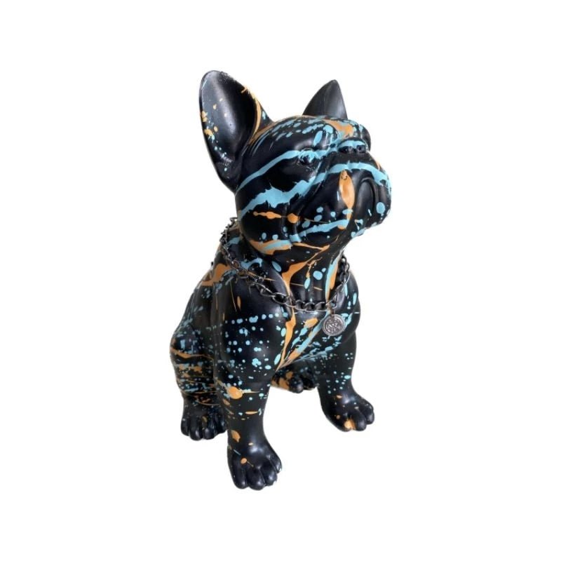 Estátua Decorativa Buldogue Francês – Escultura em Gesso para Sala, Escritório e Decoração Moderna