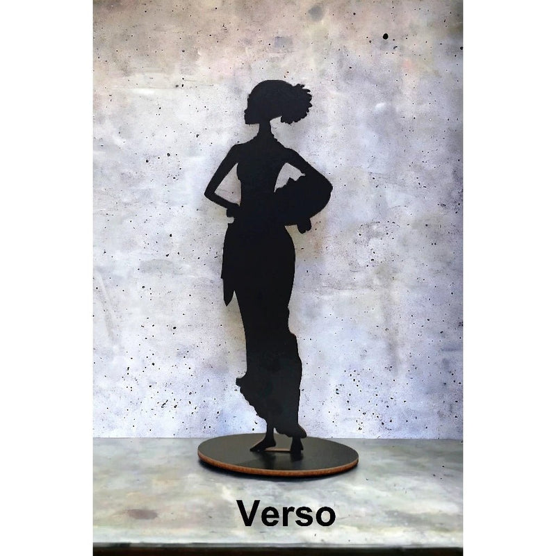 Kit com 2 Enfeites Decorativos em MDF – Mulher Africana Negra para Mesa e Bancada