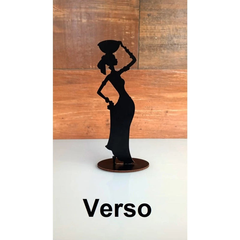 Kit com 2 Enfeites Decorativos em MDF – Mulher Africana Negra para Mesa e Bancada