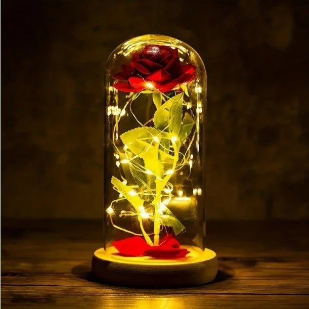 Rosa Encantada com LED – Luminária A Bela e a Fera