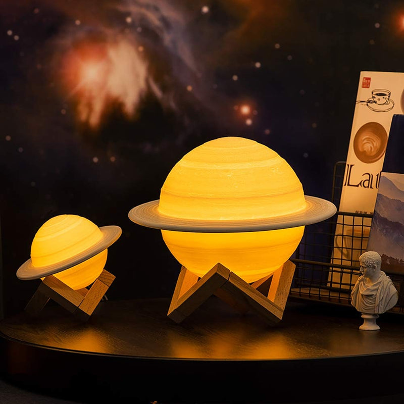 Luminária Saturno 3D LED Portátil – Luz Decorativa Elegante com Suporte