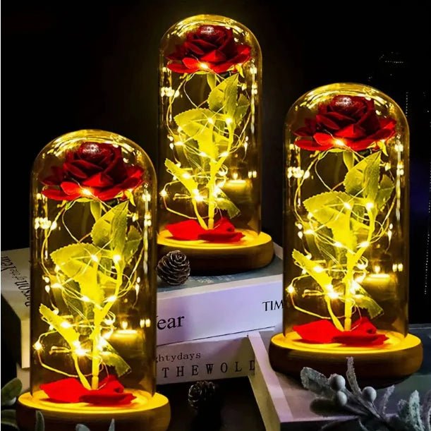 Rosa Encantada com LED – Luminária A Bela e a Fera