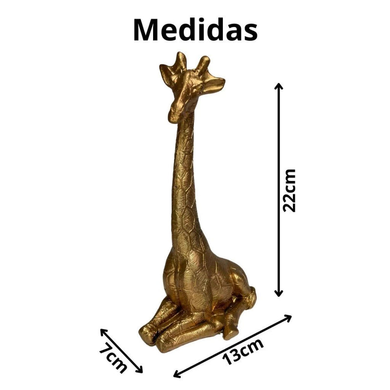 Estátua de Girafa Decorativa de Luxo – Enfeite de Gesso para Sala e Quarto 21cm