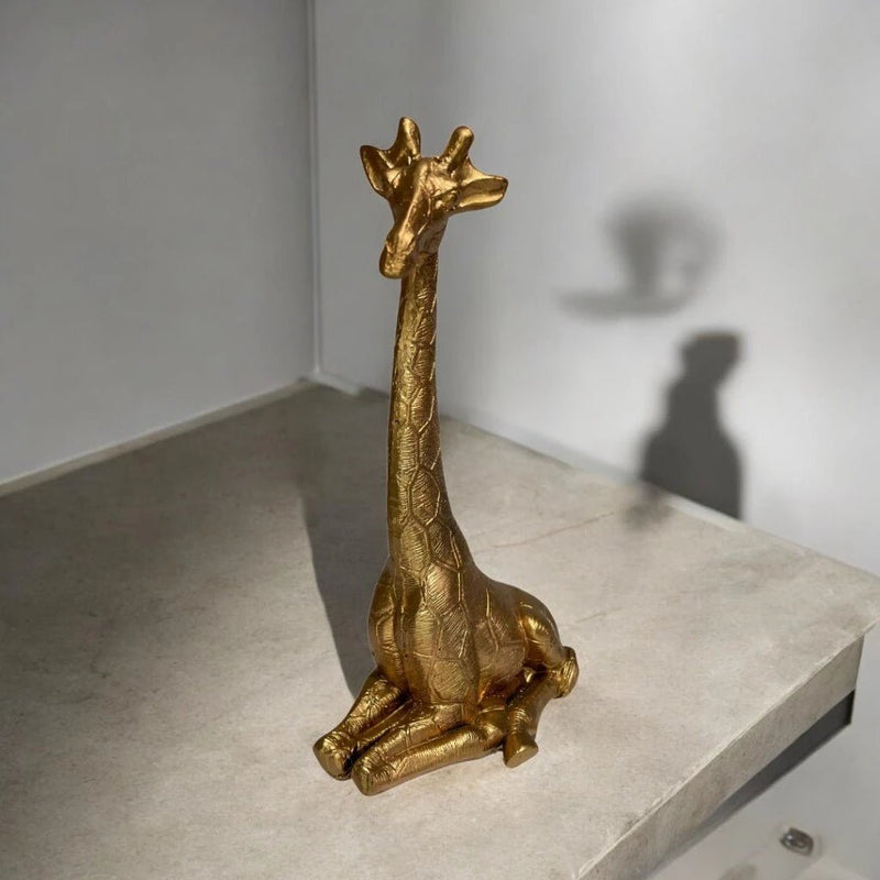 Estátua de Girafa Decorativa de Luxo – Enfeite de Gesso para Sala e Quarto 21cm