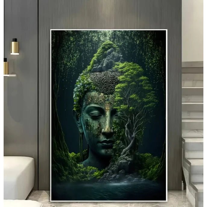 Quadro Decorativo Buda – Harmonia, Natureza e Meditação | Arte Grande 110x80cm para Sala e Quarto