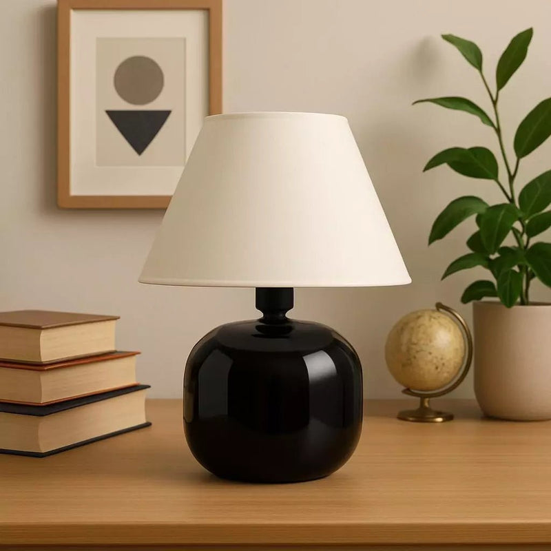 Abajur de Cerâmica com Cúpula para Quarto ou Sala – Bivolt, Artesanal e Decorativo