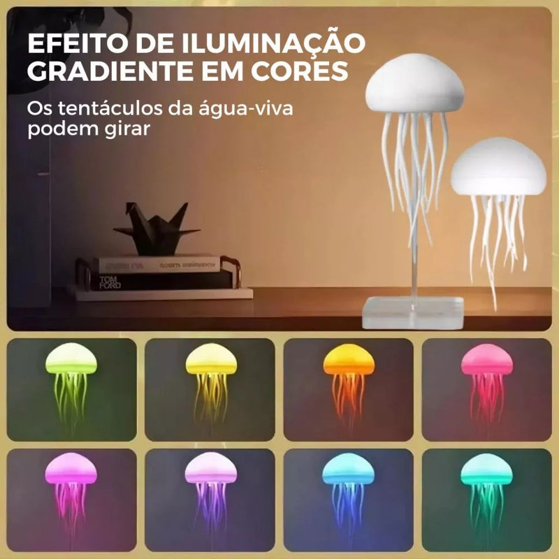 Abajur Água-Viva RGB – Luminária LED Recarregável com Controle por Voz e Atmosfera Hipnótica