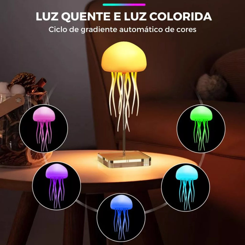 Abajur Água-Viva RGB – Luminária LED Recarregável com Controle por Voz e Atmosfera Hipnótica