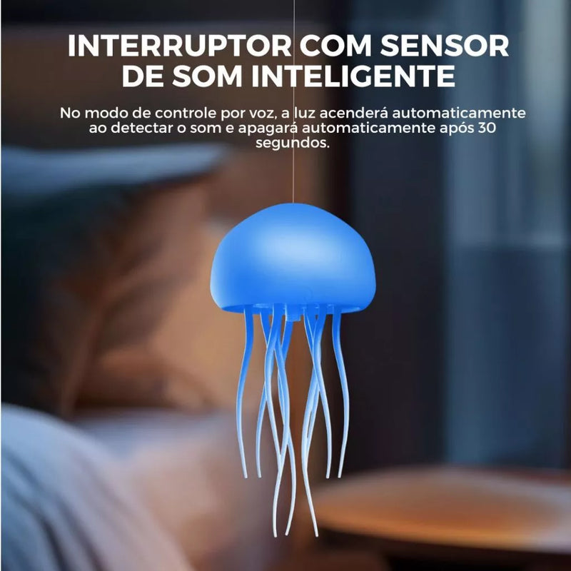 Abajur Água-Viva RGB – Luminária LED Recarregável com Controle por Voz e Atmosfera Hipnótica