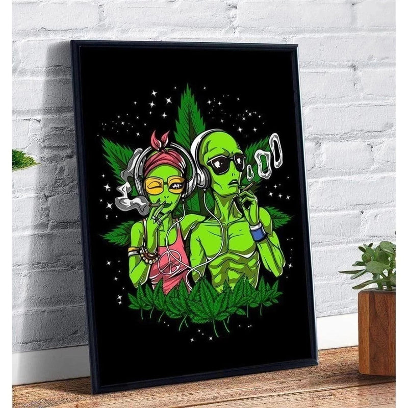 Quadro Decorativo Good Vibes – Arte Cannabis/Erva de Maconha | Estilo Moderno 30x20cm para Sala, Quarto e Escritório