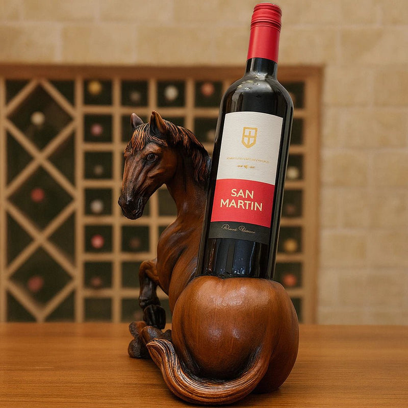 Suporte para Vinhos Cavalo Country – Decoração Rústica e Elegante para Adega e Cozinha