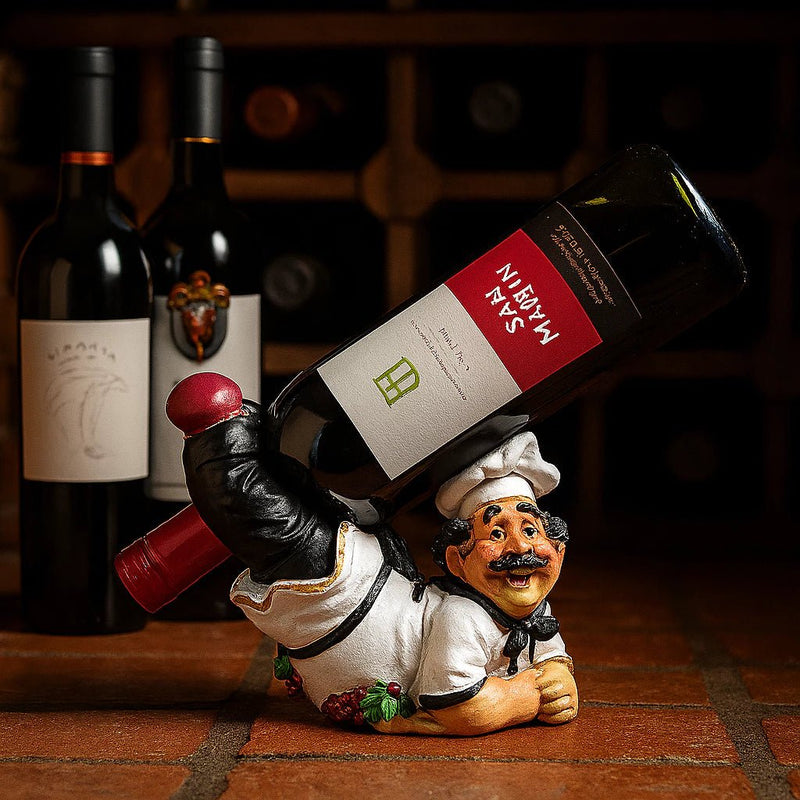 Porta Vinho Cozinheiro Deitado – Decoração Exclusiva para Cozinha e Área Gourmet